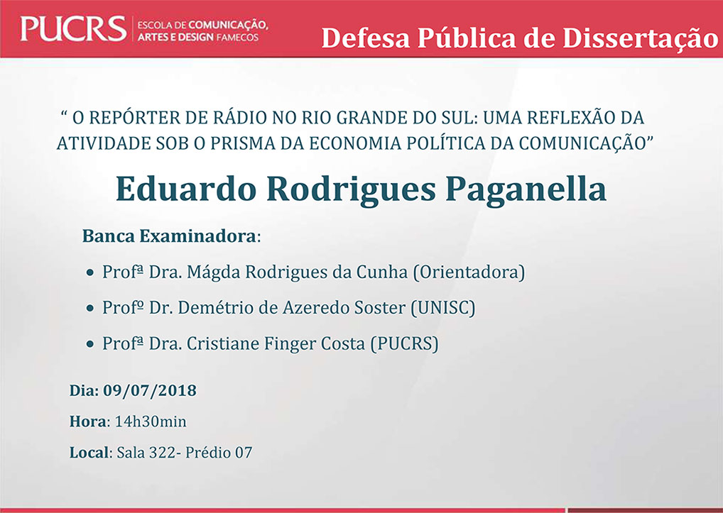 Defesa Pública de Dissertação – Eduardo Paganella
